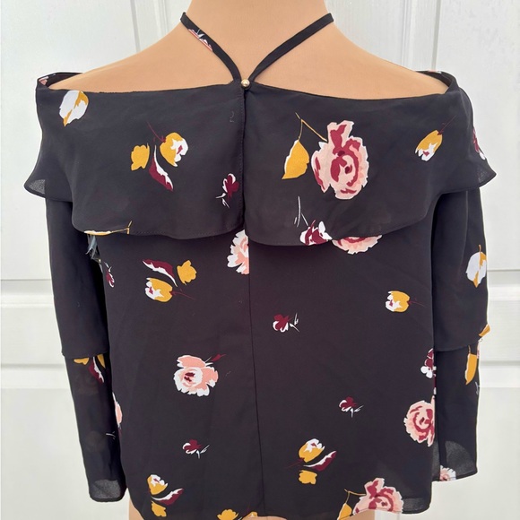 1. State Black and Pink Floral Halter Blouse - Picture 6 of 9